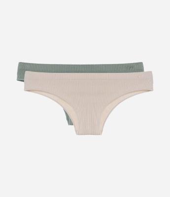 Kit 02 Calcinhas Biquíni em Poliamida Texturizada Seamless