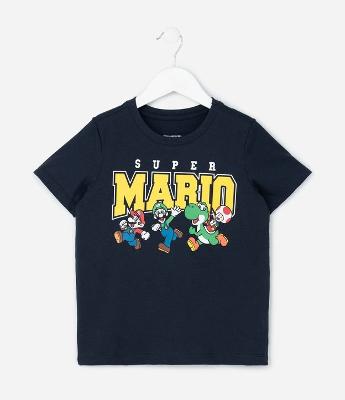 Camiseta Infantil com Estampa Super Mario - Tam 4 a 10 Anos