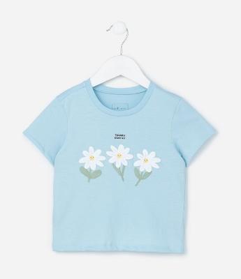 Blusa Infantil com Estampa de Margaridas - Tam 1 a 6 Anos
