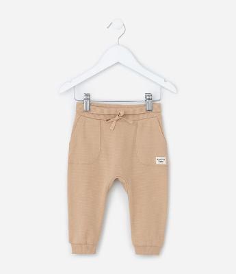 Calça Infantil Texturizada com Bolsos - Tam 0 a 18 meses