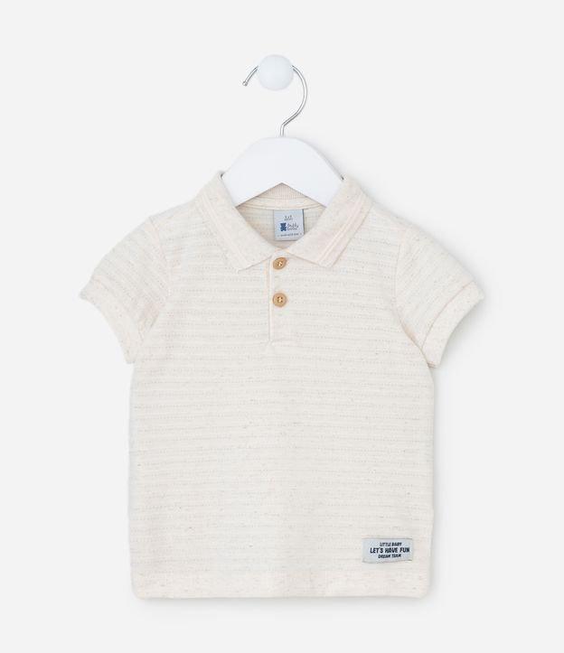 Camiseta Infantil com Gola Polo e Listras - Tam 0 a 18 meses - 1