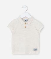 Camiseta Infantil com Gola Polo e Listras - Tam 0 a 18 meses - 1