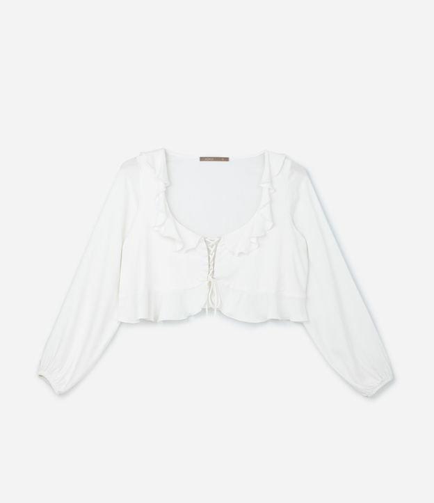 Blusa em Viscose com Amarração Frontal e Babados Curve & Plus Size - 1