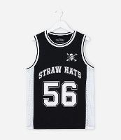 Regata Basquete Infantil em Microfibra com Estampa Straw Hats One Piece - Tam 5 a 14 anos - 1