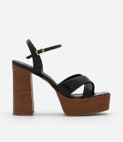 Sandália Meia Pata com Tiras Cruzadas e Salto Super Alto - 1