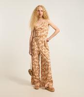 Macacão Wide Leg em Algodão com Ombro Só e Estampa Coqueiros - 2