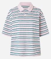 Camiseta em Malha com Gola Polo e Estampa de Listras - 1