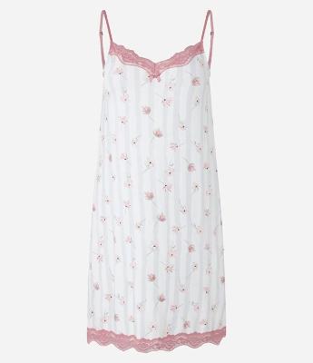 Camisola Alcinha em Viscose com Estampa Floral e Detalhe em Renda