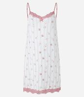 Camisola Alcinha em Viscose com Estampa Floral e Detalhe em Renda - 1