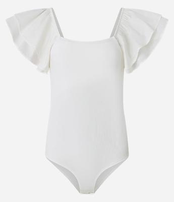 Body Canelado em Ribana com Babado na Manga