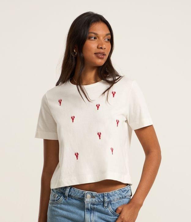Camiseta em Algodão Com Bordados de Lagosta - 2