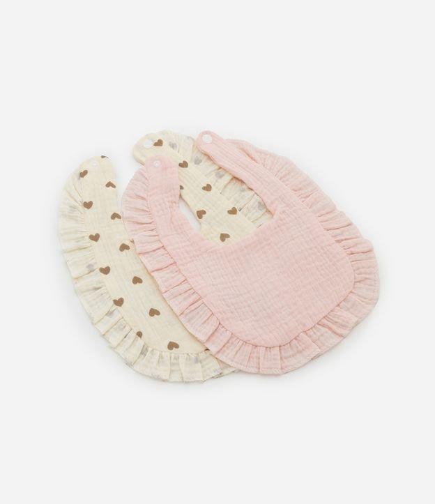 Kit 02 Babadores Infantis com Estampa Corações - Tam Único - 1