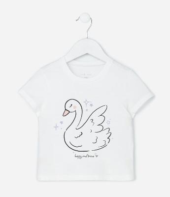 Blusa Infantil com Estampa Cisne - Tam 1 a 6 Anos