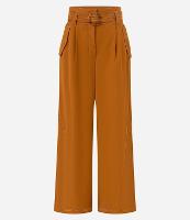 Calça Pantalona em Sarja com Pespontos Contrastantes Cinto e Fivela - 1