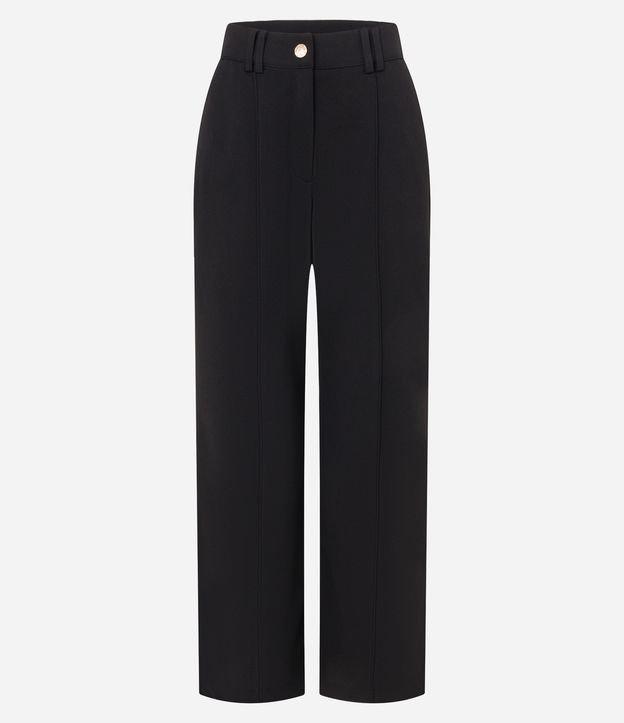 Calça Wide Cintura Baixa em Crepe com Frisos - 1