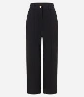 Calça Wide Cintura Baixa em Crepe com Frisos - 1