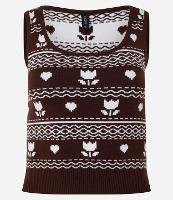 Blusa em Tricô Leve com Jacquard de Corações e Flores - 1