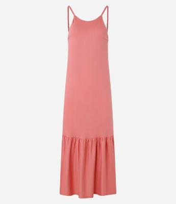 Vestido Longo em Algodão com Alça Trançada