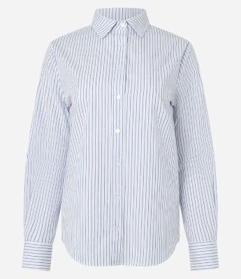 Camisa em Tricoline com Listras de Fio Tinto