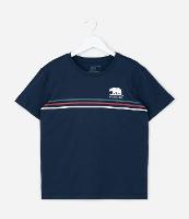 Camiseta Infantil com Listras e Urso -Tam 5 a 14 Anos - 1