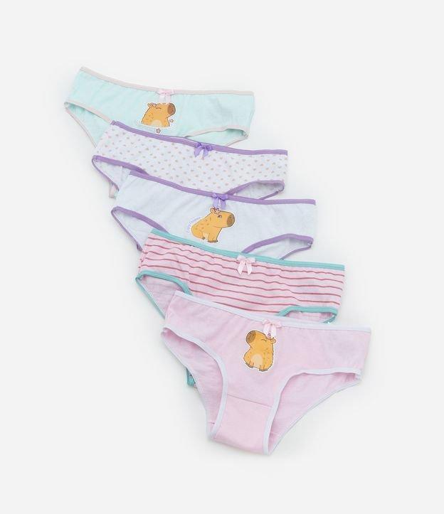 Kit 05 Calcinhas Infantis com Estampa Capivara - Tam 2 a 10 Anos - 1