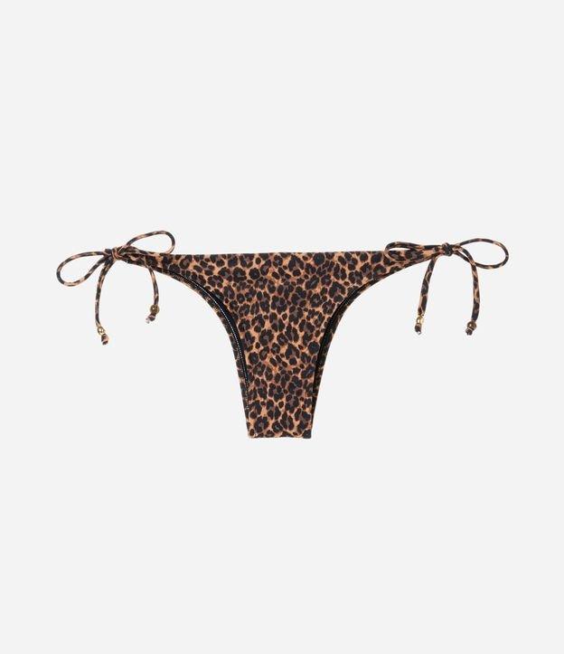 Biquíni Calcinha Lacinho Estampada de Onça com Ponteira de Madeira e Efeito Empina Bumbum - 1