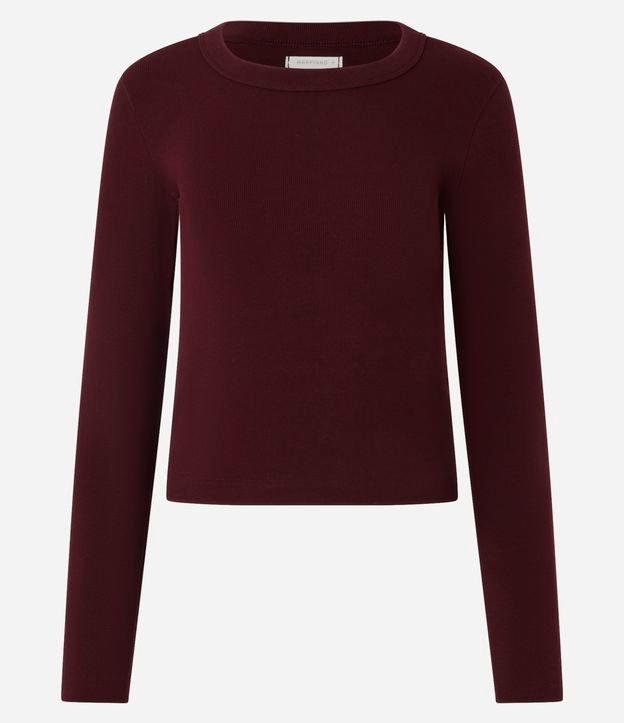 Blusa Básica Canelada em Ribana com Gola Redonda - 1