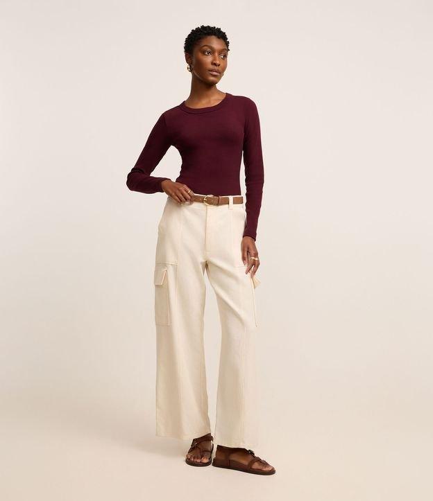 Blusa Básica Canelada em Ribana com Gola Redonda - 2