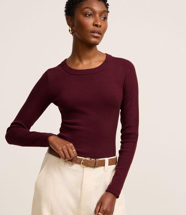 Blusa Básica Canelada em Ribana com Gola Redonda - 3