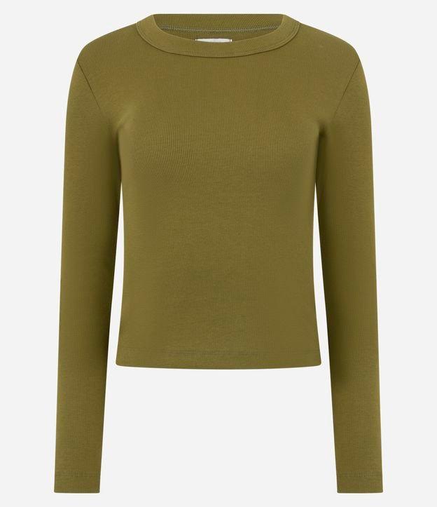 Blusa Básica Canelada em Ribana com Gola Redonda - 1