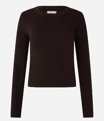 Blusa Básica Canelada em Ribana com Gola Redonda