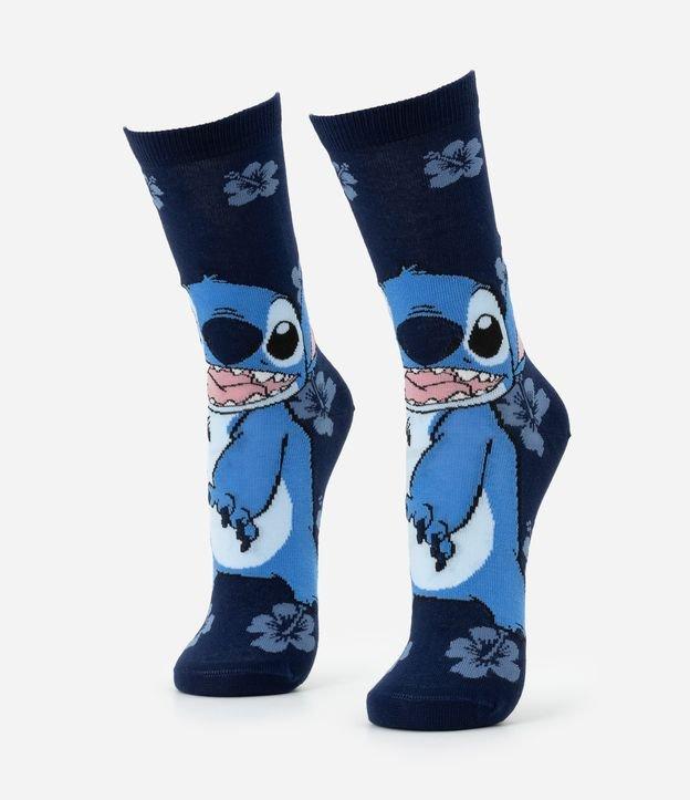 Meia Cano Longo em Algodão com Estampa Stitch - 1