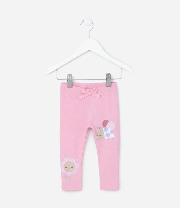 Calça Legging Infantil com Estampa Bichinho e Flor - Tam 0 a 18 meses - 1
