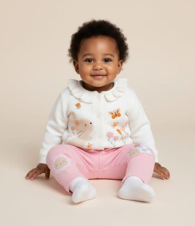Calça Legging Infantil com Estampa Bichinho e Flor - Tam 0 a 18 meses - 2