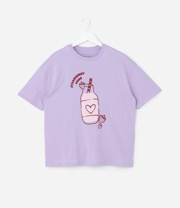 Camiseta Infantil Regular com Estampa Suco de Morango - Tam 5 A 14 Anos - 1