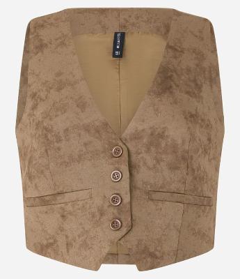 Colete Alfaiatado com Estampa Manchada  e Abotoamento Frontal