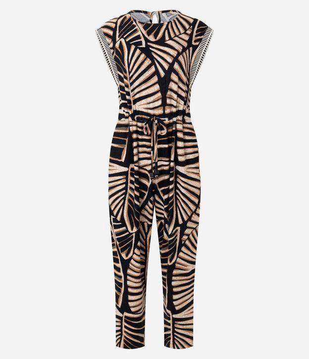 Macacão em Viscose com Amarração e Estampa Folhagem - 1