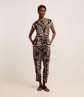 Macacão em Viscose com Amarração e Estampa Folhagem - 3