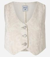 Colete em Sarja com Botões e Estampa Paisley - 1