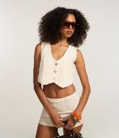 Colete em Sarja com Botões e Estampa Paisley - 2