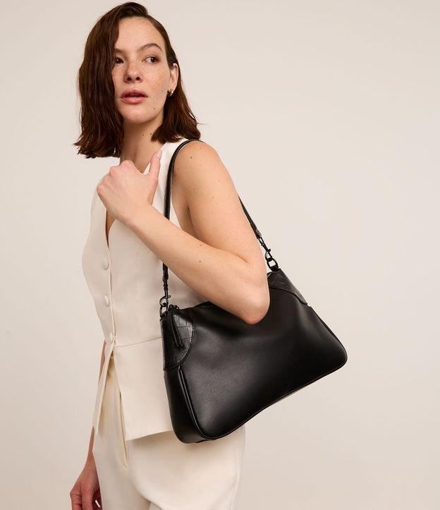 Bolsa Shoulder Média com Detalhes Croco - 1