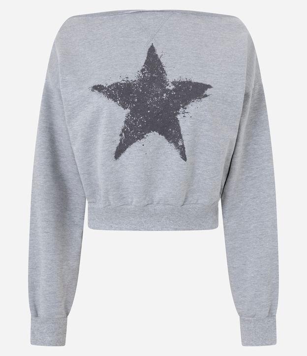 Moletom Cropped com Forro Fleece e Silk de Estrela no Peito - 1