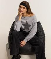 Moletom Cropped com Forro Fleece e Silk de Estrela no Peito - 2