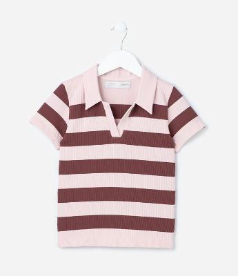 Camisa Infantil com Gola Polo Seamless - Tam 5 a 14 Anos