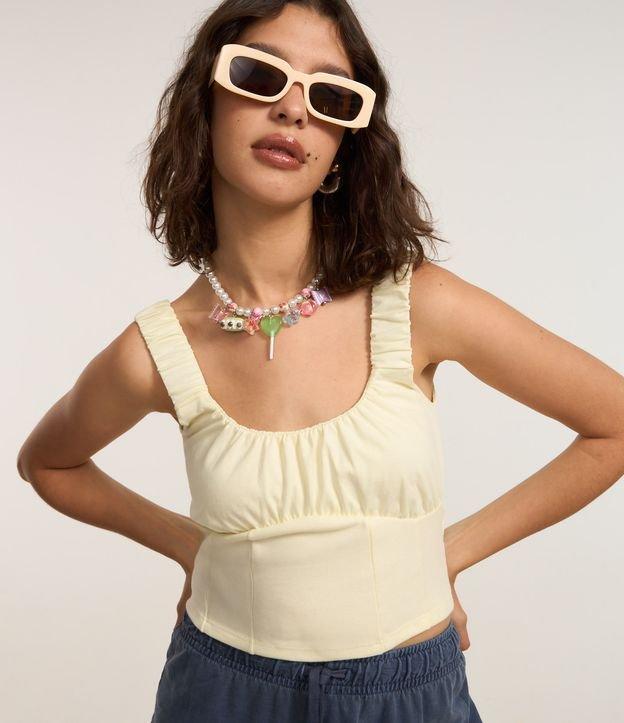 Blusa Corset em Cotton com Franzidos e Alça Larga - 2