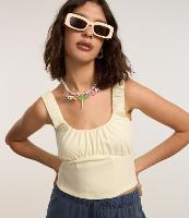 Blusa Corset em Cotton com Franzidos e Alça Larga - 2