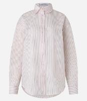 Camisa Oversized em Tricoline com Listras em Fio Tinto - 1