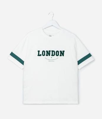 Camiseta Infantil em Chenile com Bordado Lettering -  Tam 5 A 14 Anos