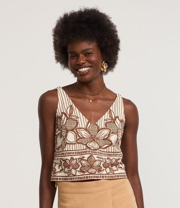 Blusa em Viscose Twill Floral com Alça Quadradinha e Elástico - 2