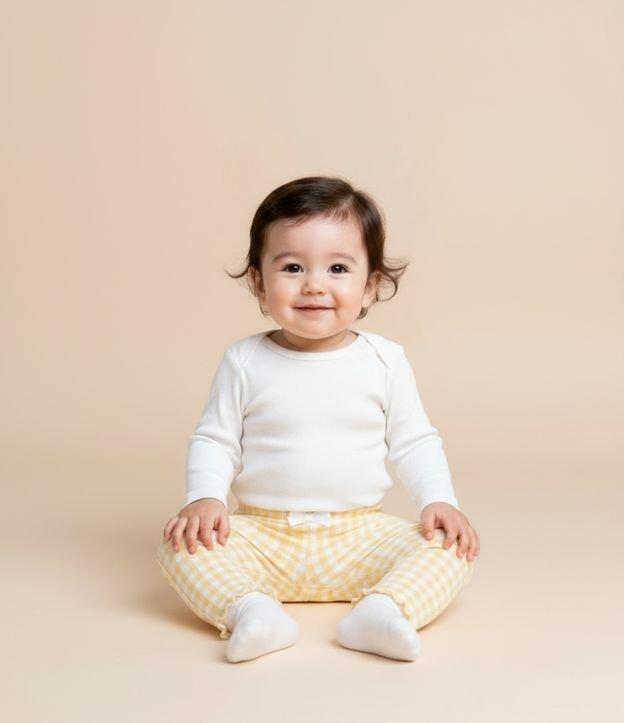 Calça Legging Infantil com Estampa Xadrez Vichy - Tam 0 a 18 meses - 2